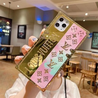 Samsung A34 A14 A23 A73 A53 A33 A72 A22 A52s A12 A22 A13 A51 A71 Fashion L.V Golden Mirror Square เคสโทรศัพท์