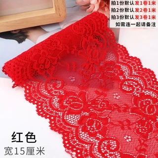 ผ้าลูกไม้ แบบนิ่ม ยืดหยุ่น กว้าง 15 ซม. * 1 ม. สีขาว และสีดํา สําหรับตกแต่งบ้าน DIY