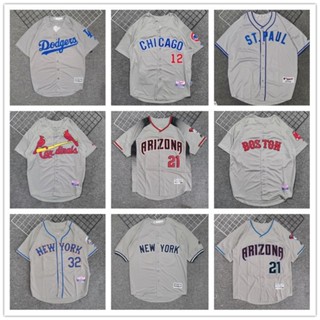 เสื้อกีฬาเบสบอล ปักลายตัวอักษร Mlb Jersey สไตล์ฮิปฮอป สตรีทแดนซ์ สีเทา สําหรับผู้ชาย และผู้หญิง