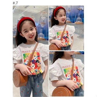 Childrens clothing for girls 2022 summer Western style wooden ear side T-shirt top childrens fashionable vest all-match pullover comfortable