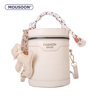 MOUSOON กระเป๋าถือแบบมีพื้นผิว กระเป๋าผ้าพันคอไหมใหม่ของผู้หญิงใน Messenger Portable bucket bag