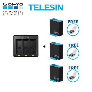 GoPro 10 / 9 Telesin Charger + GoPro Battery x 3 ของโกโปรแท้ แท่นชาร์จ ที่ชาร์จ + แบตเตอร์รี่ x 3 ประกัน 1 ปี