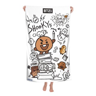 【พร้อมส่ง】BTS Bt21 ผ้าขนหนูอาบน้ํา ขนาดใหญ่ 70x140 ซม. เป็นมิตรกับผิว ดูดซับน้ําได้ดี สําหรับชายหาด กลางแจ้ง