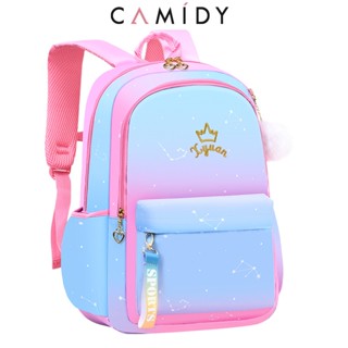 Camidy กระเป๋านักเรียนใหม่สำหรับนักเรียนประถมหญิงกระเป๋าเป้ไล่ระดับสีน่ารัก 1-3-6 กระเป๋านักเรียนเด็กความจุขนาดใหญ่