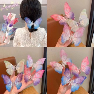 Children will move butterfly hairpin double layer simulation little girl butterfly hair accessories hairpin（3.8）