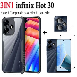 3in1 เคสโทรศัพท์มือถือ กันตก ฟิล์มกระจกนิรภัย ฟิล์มเลนส์ สําหรับ infinix Hot 30 30i 30 Play