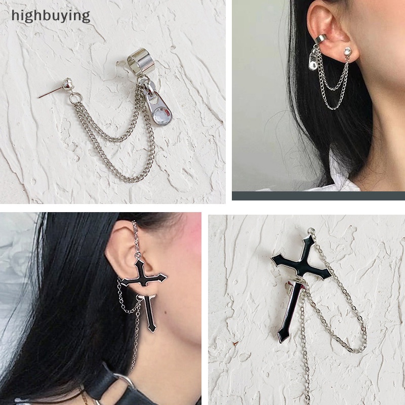 [highbuying] แฟชั่นพังก์ สีดํา ไม้กางเขน ต่างหู สําหรับวัยรุ่น วินเทจ ร็อค ไพร์ด โซ่ยาว ใหม่ พร้อมส่ง - รูปที่ 6