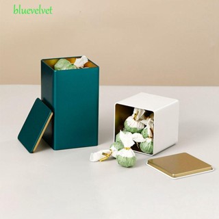 Bluevelvet กระป๋องบรรจุภัณฑ์ชาดีบุก ทรงสี่เหลี่ยม สําหรับใส่ขนมหวาน เครื่องปรุงรส