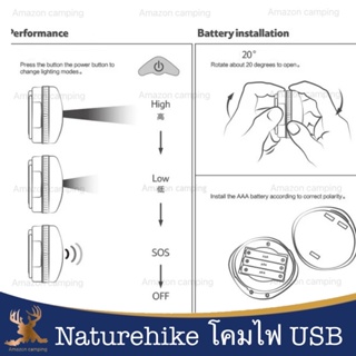 ไฟฉาย Naturehike โคมไฟ ไฟซาลาเปา แบบUSBและแบบใส่ถ่าน ส่องไฟได้ไกล15-30 เมตร น้ำหนักเบา ขนาดเล็ก พกพาง่าย