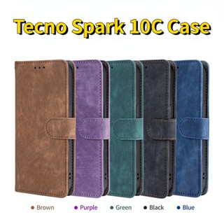 Tecno Spark 10C เคสกระเป๋าสตางค์ หนัง PU หรูหรา กันกระแทก