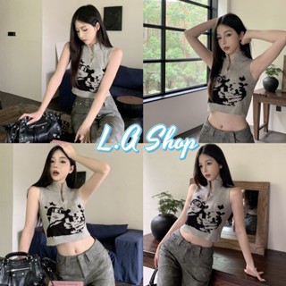 L.A Shop พร้อมส่ง เสื้อกล้ามไหมพรมแขนกุด ลายผู้หญิง ซิบรูดด้านหน้า  "98142" -C