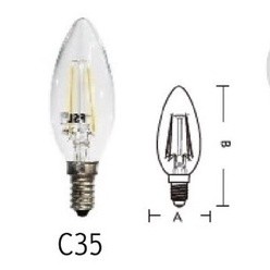 อุปกรณ์ส่องสว่าง หลอดจำปาใส Filament 2w 2700K Warm White E14 สีชา แสงอบอุ่น FSL