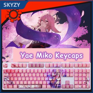 Yae Miko Keycaps Cherry Profile Genshin Impact Anime PBT Dye Sub คีย์บอร์ดเชิงกล Keycap