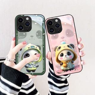 Dmy เคสโทรศัพท์มือถือกระจกนิรภัย ลายแพนด้าน่ารัก สําหรับ iPhone 14 pro max 12 mini 11 13 pro 8 plus 6s 7 6 XS max XR X