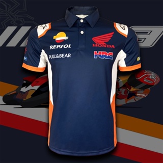 Polo Moto GP ทีม Repsol-Honda เสื้อโปโล โมโตจีพี เรพโซล ฮอนด้า #MG0080 รุ่น Marc Marquez พิมพ์ทั้งตัว ไซส์ S-3XL