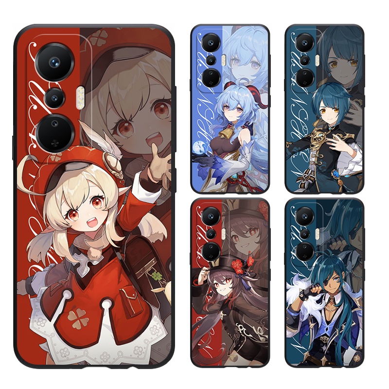 เคส Infinix Note 12 8 10 11 11S G88 G96 X676C X676B X671 X671B PRO 4G Genshin โทรศัพท์มือถือแบบนิ่ม ผิวด้าน สีดํา สําหรับ
