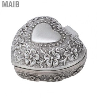 Maib Vintage Jewelry Storage Box Retro Flower Carving Pattern Heart Shaped