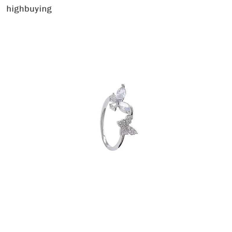 [highbuying] เกาหลี ประกาย โลหะผสม แหวนผีเสื้อ สําหรับผู้หญิง แฟชั่น เครื่องประดับบุคลิกภาพ เฉพาะ ปรับได้ เปิด งานแต่งงาน เครื่องประดับ ใหม่ พร้อมส่ง