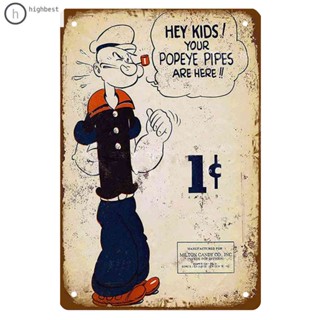 ป้ายโลหะดีบุก ลายการ์ตูน Popeye สไตล์วินเทจ สําหรับบาร์ ผับ คลับ คาเฟ่