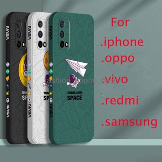 เคส oppo a95 เคส oppo a74 เคสโทรศัพท์มือถือ ซิลิโคน พิมพ์ลายนักบินอวกาศ มีลายด้านข้าง สําหรับ oppo a95 a74