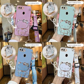 เคส Oppo A5S เคส Oppo A7 เคส Oppo A12 เคส Oppo A3S Case Oppo A11K Casing Oppo A1K Case Oppo A5 A9 2020 Case Oppo F5 Youth F5 Plus Case Oppo F7 A12E Case Vanity Mirror Cute Hello Kitty Anime Stand Wrist Band With Metal Sheet Phone Case SK โทรศัพท์มือถือ