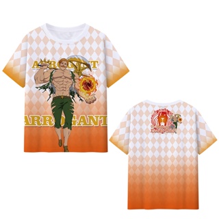 เสื้อยืดแขนสั้น คอกลม ผ้าเรยอน พิมพ์ลาย Seven Deadly Sins Nanatsu no Taizai 3 มิติ สําหรับผู้ชาย