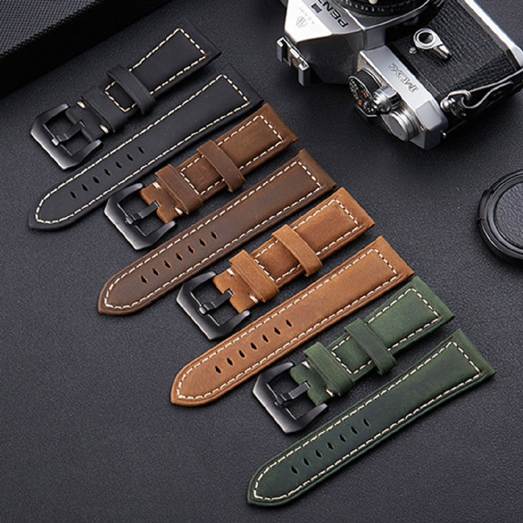 Lianli Vintage Genuine Crazy Horse Leather 20mm 22mm 24mm Watch Strap Band Replacement