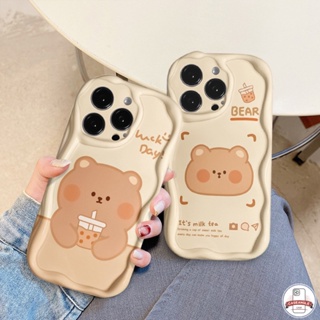 เคสโทรศัพท์มือถือ Tpu นิ่ม ขอบโค้ง ลายการ์ตูนหมีชานมน่ารัก 3D สําหรับ Redmi 9 9A 10 A2 9C NFC 10C 10A A1 9T POCO M3 Redmi Note 12 8 9 10s 11 11s 10 Pro Max 10Pro