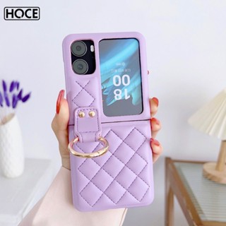 Hoce เคสโทรศัพท์หนังนิ่ม ฝาพับ กันกระแทก พร้อมแหวนขาตั้ง หรูหรา สําหรับ OPPO Find N2 Flip 5G n2flip