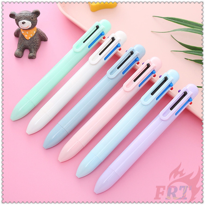 1ชิ้น ปากกาลูกลื่น มาการอง 6 สี ปากกาลูกลื่นหลายสีปากกาน้ํามันสีกดมัลติฟังก์ชั่น