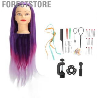 Foreststore Head Styling Mannequin Head  Hair Mannequin Head Purple Pink Gradient Jewelry Display Braiding Practice Synthetic Fiber Portable  for Home