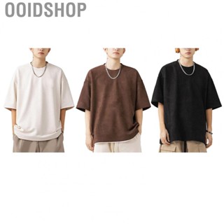 Ooidshop Short Sleeve T Shirt  Solid Color Street Short Sleeve T Shirt Soft Casual 3D Letter Printing Round Neck  for Daily Wear