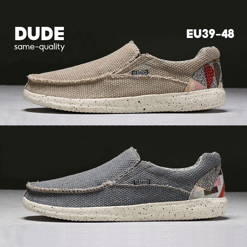 Hey Dude รองเท้าโลฟเฟอร์ลําลอง สวมหุ้มข้อ สําหรับผู้ชาย ผ้าลินิน น้ําหนักเบา ใส่สบายพิเศษ พลัสไซซ์ 39-48