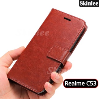 เคสหนัง ฝาพับ พร้อมช่องใส่บัตร ขาตั้งวาง สําหรับ Realme C53 C55 C35 C33 Realme C55 C35 C33 C53