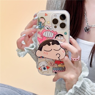 เคสโทรศัพท์มือถือ ซิลิโคน กันกระแทก ลายการ์ตูนชินจังน่ารัก พร้อมที่ตั้งวาง สไตล์ญี่ปุ่น สําหรับ Iphone 12 11 13 14 PRO MAX 13ProMax 12 13pro 11 14pro