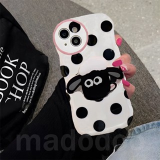 เคส Cartoon Casing Redmi 9T Note 7 6 5 Pro 4 4X Plus S2 Wavy Edge Cute Spot Cover with shaun the sheep holder Fine Hole Anti-fall Phone Back Case BW 64