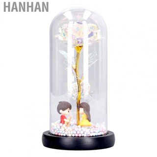 Hanhan Glass Night Light Romantic Rose Night Lamp Colorful Valentines Household