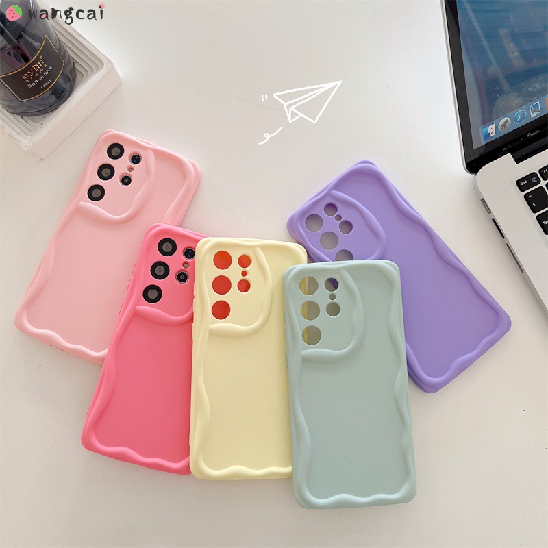 เคสโทรศัพท์มือถือ ซิลิโคนนิ่ม ผิวด้าน ลายคลื่น 3D สีแคนดี้ เรียบง่าย สําหรับ Samsung Galaxy A73 A53 A33 5G A32 A23 A22 A12 A21s A10s