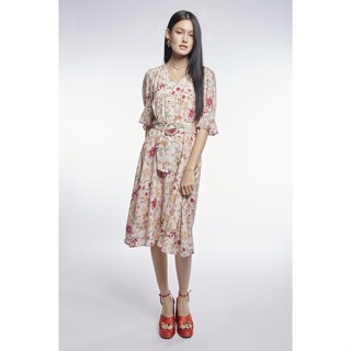 EP เดรสผ้าชีฟองลายดอกไม้ ผู้หญิง | Floral Print Chiffon Dress | 4677