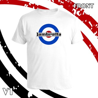 เสื้อยืด คอกลม แขนสั้น  LAMBRETTA Logo เสื้อขาว   สกรีน Flex pu  ขอบสวย คมชัด ผ้า cotton 100%