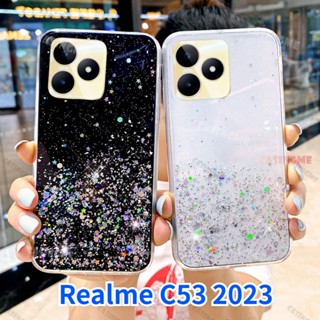 SAMSUNG เคสโทรศัพท์มือถือ TPU ใส กันกระแทก ลายท้องฟ้ากลางคืน แต่งกลิตเตอร์ สําหรับ Realme C53 2023 C53 C55 53C C 53 55 C53 2023 4G 5G