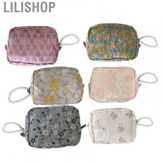 Lilishop Portable Zipper Makeup Bag  Pearl Pendant Makeup Bag Cotton   for Travel