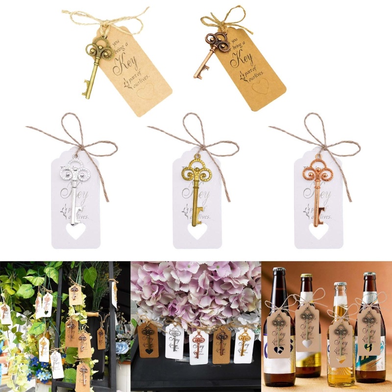 ที่ดีที่สุด 20pcs Skeleton Key ที่เปิดขวดแท็กการ์ดเจ้าสาว Party-Favour ของที่ระลึก-ของขวัญสําหรับแขก