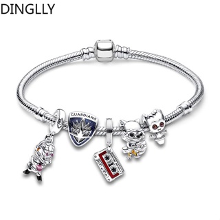 Dinglly การ์ตูนสัตว์ เสน่ห์ Bracelrts สําหรับผู้หญิง DIY ภาพยนตร์ ตัวละคร ลูกปัด สร้อยข้อมือ โลหะผสม สีเงิน