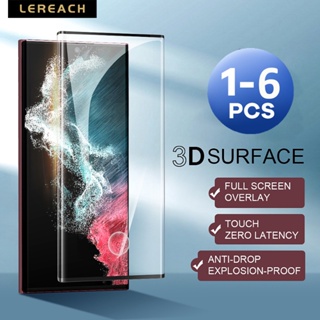 Lereach กระจกนิรภัยกันรอยหน้าจอ ขอบดํา แบบเต็มจอ สําหรับ Samsung S23 Ultra Samsung S23 S22 Plus S21 S20 FE 5G 1~ 6 ชิ้น