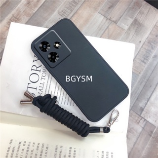 พร้อมส่ง เคสโทรศัพท์มือถือ ซิลิโคนนิ่ม TPU พร้อมสายคล้องคอ สําหรับ Realme C53 C55 NFC