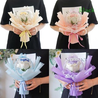 ช่อดอกไม้ถักโครเชต์ แฮนด์เมด สีดํา