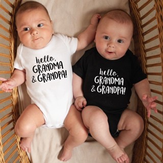 ชุดจั๊มสูทรอมเปอร์ ลาย Hello Grandma and Grandpa สําหรับเด็กทารกแรกเกิดผู้หญิง มี 5 สี