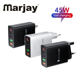 Marjay 45W 2C + 2A จอแสดงผล LED ที่ชาร์จด่วน พอร์ต PD คู่