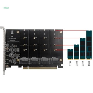 Char การ์ดต่อขยาย PCIEX16 อะลูมิเนียมอัลลอย พร้อม NVME MKEY SSD RAID แบบเปลี่ยน